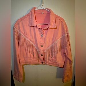 Pink Rhinestone Denim Jacket